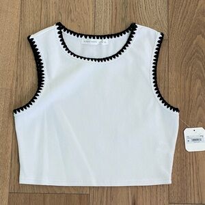 Altar'd State White Tank Top with Black Accents